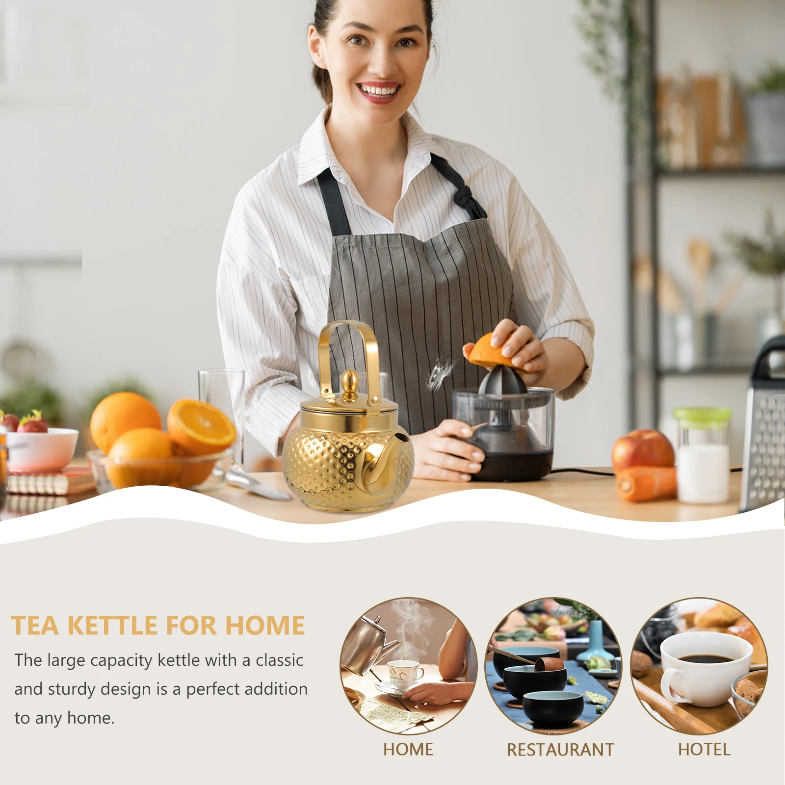 

1 Stainless Steel Hammered Teapot 1 5L with Strainer for Home Kitchen Portable Tea Kettle Stainless Steel Teapot