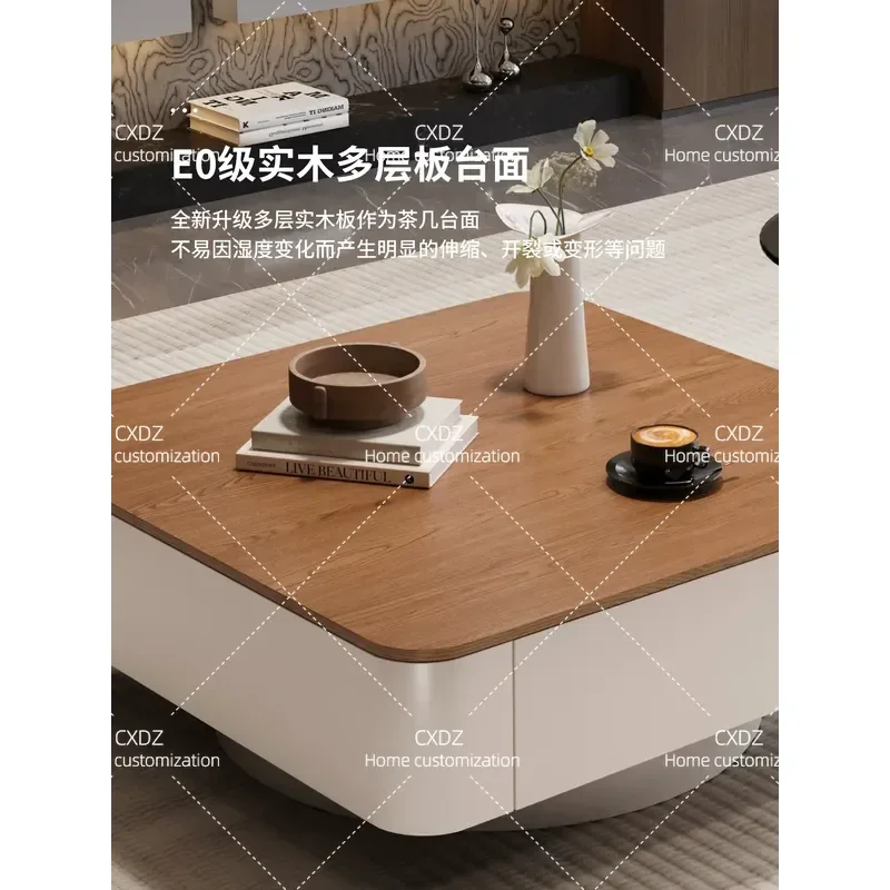 Modern Minimalist Walnut Grain Square Coffee Table High End Home Living Room Large Capacity Storage Combined Coffee Table