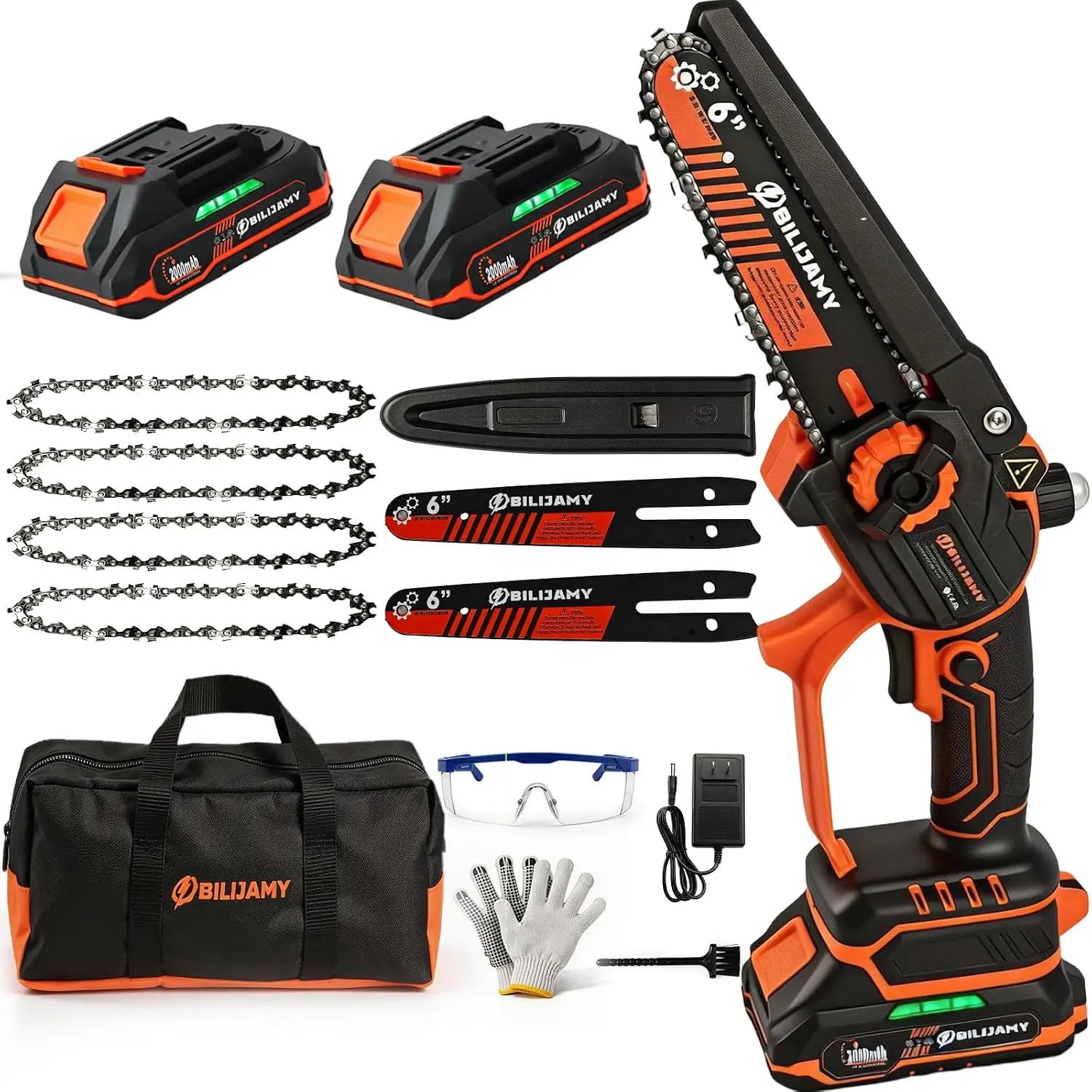 6 Inch Cordless Electric Chainsaw, Portable Battery-Powered Chainsaw with 2.0Ah Battery