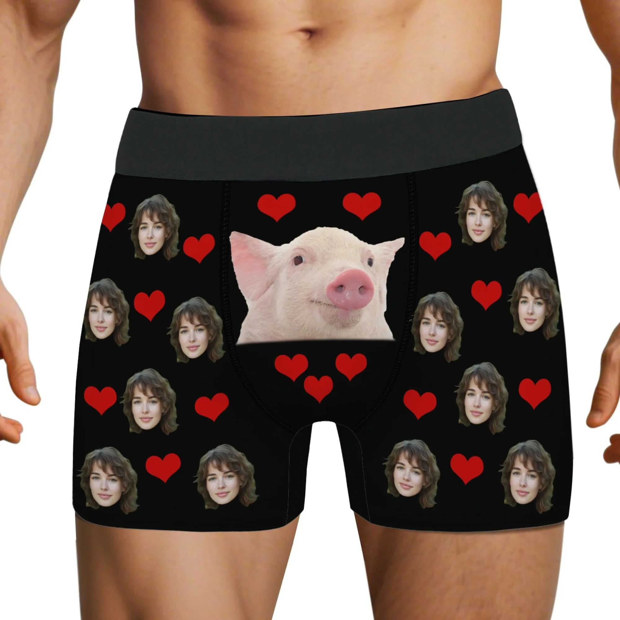 Custom Face Spoof Pig Panties with Custom Photo Funny Underwear with Faces for Valentine's Day Gifts Sexy Playful Prank Gift