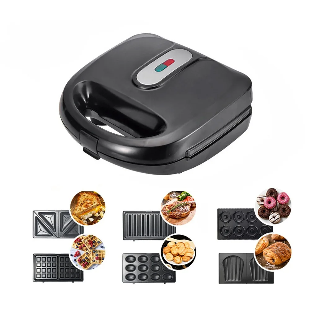 US standard 110V six-in-one sandwich machine, waffle machine, donut machine, steak machine  panini breakfast machine