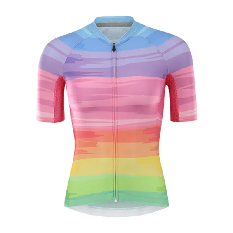 Women's Cycling Jersey Short Sleeve Full Zipper Summer Road Bike Shirts Pro Team Bicycle Clothing