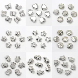 30pcs CCB Charm Spacer Beads Silver Color Flower Animal Heart Smiling Loose Beads For Diy Jewelry Making Findings Supplies