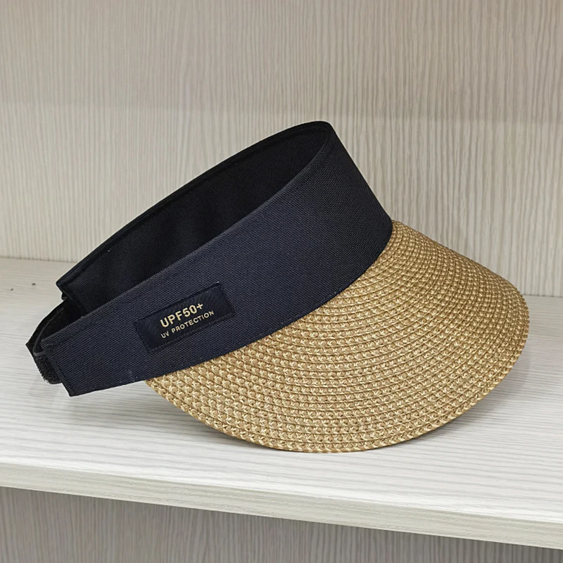 

Summer New Wide Brim Empty Top Straw Hats For Women Fashion Korean PP Silk Handwoven Simple Sun Hat Straw Caps Visors Casquette