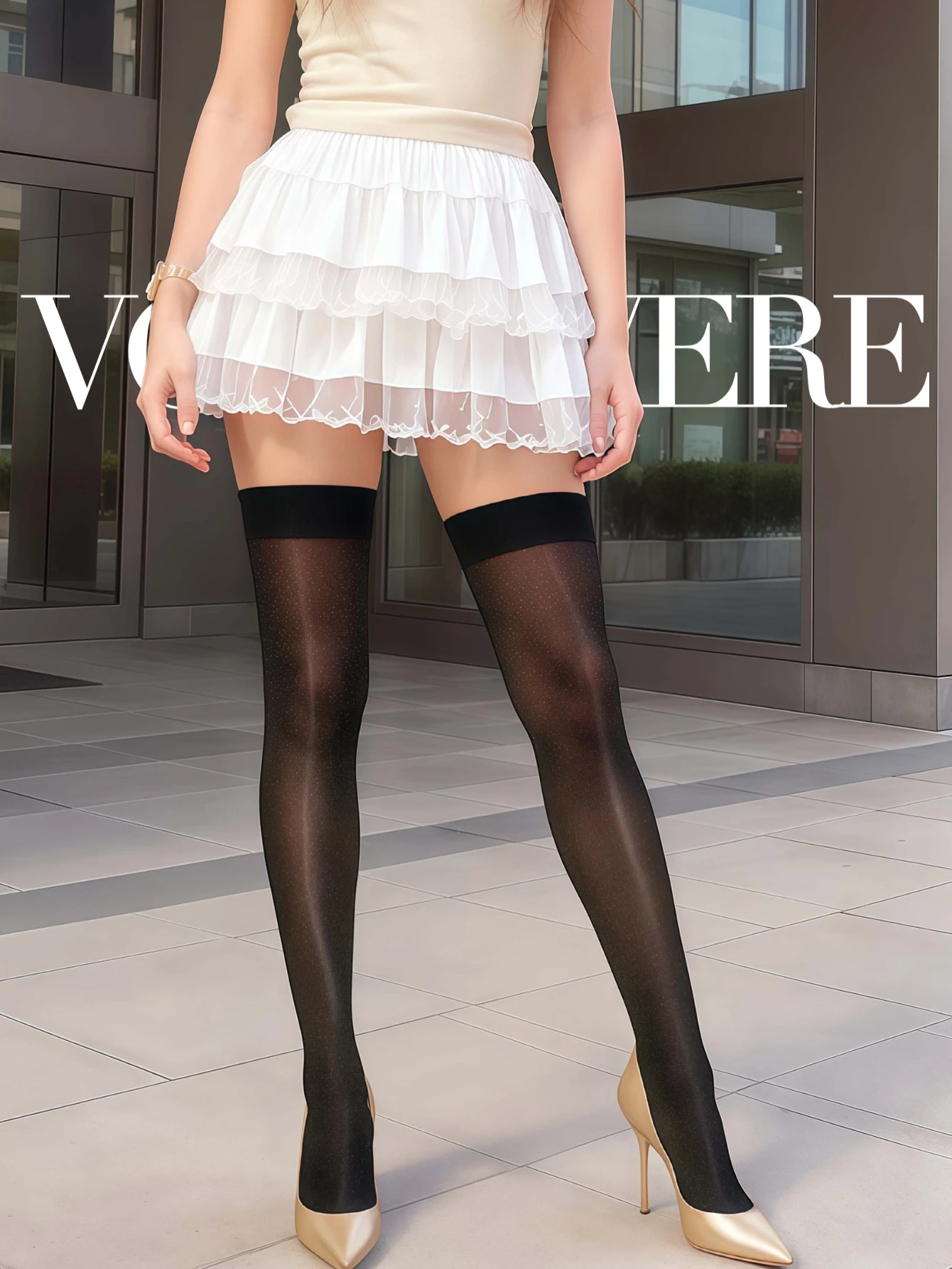 

Womens Shiny Thigh High Stockings – Metallic Sheen, High Stretch, Sexy & Cute, No Garter Belt – For Daily, Office, or Dates