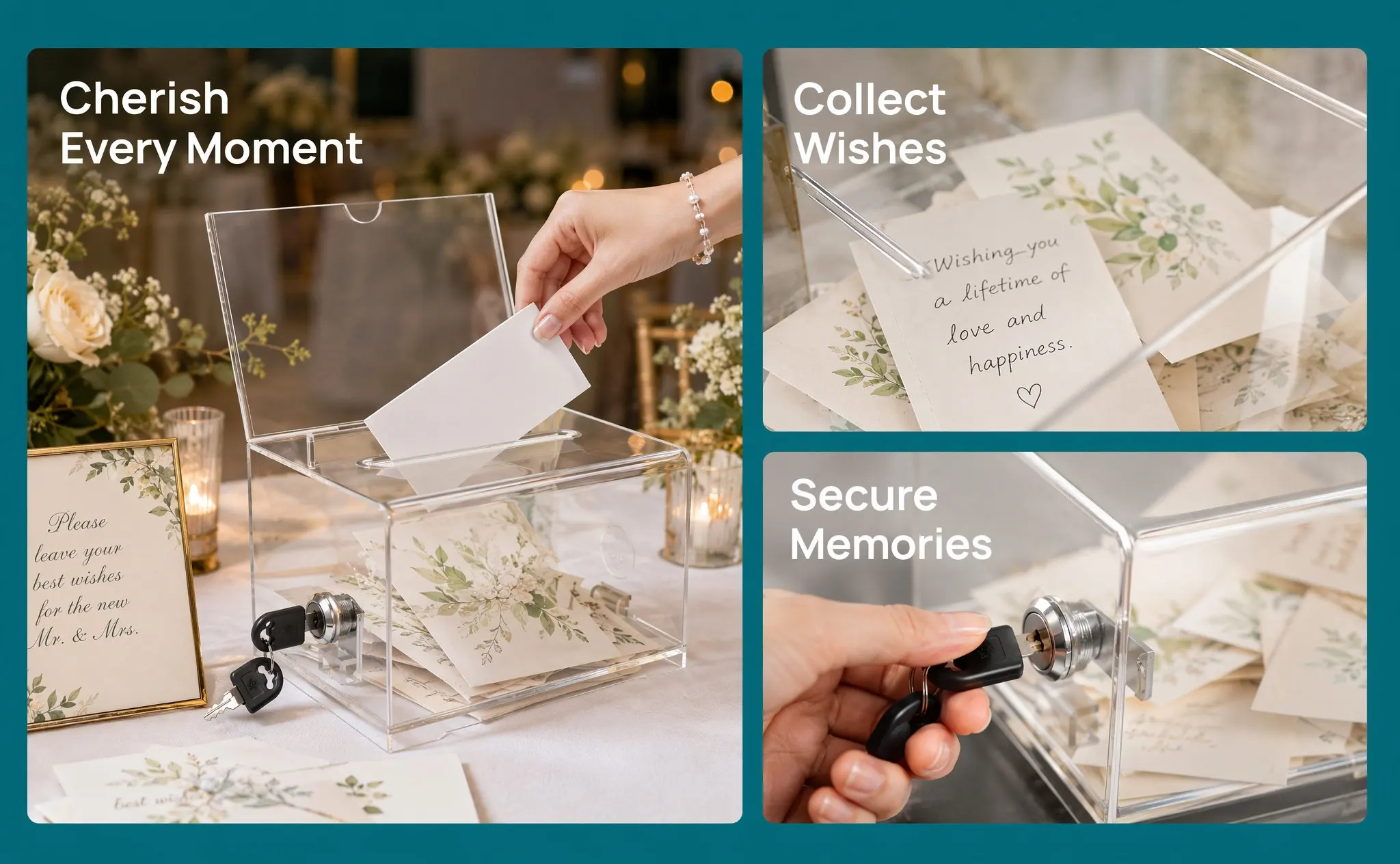 Suggestion Box Clear Acrylic Ballot Case Sturdy Lockable Donation Box for Fundraising Office Classroom Wedding Party Use