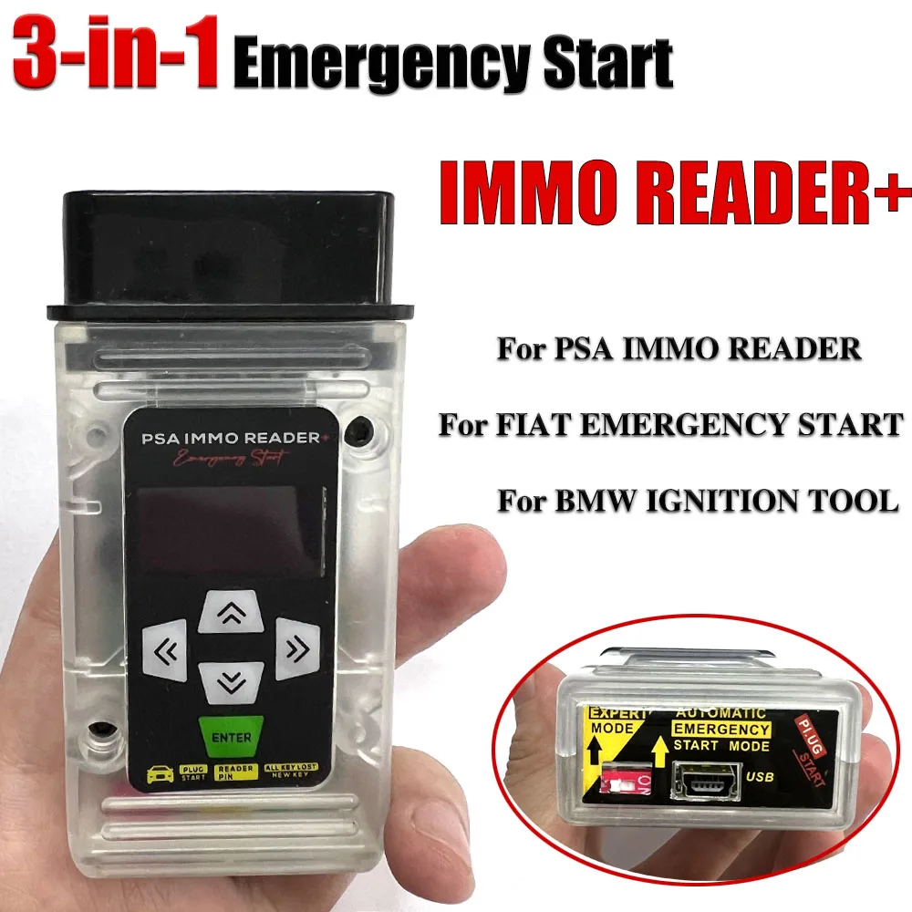 3in1 Emergency Start for PSA Immo Reader Bypass for FIAT for BMW Force Ignition Tool OBD2 Key Simulator Plug and Play