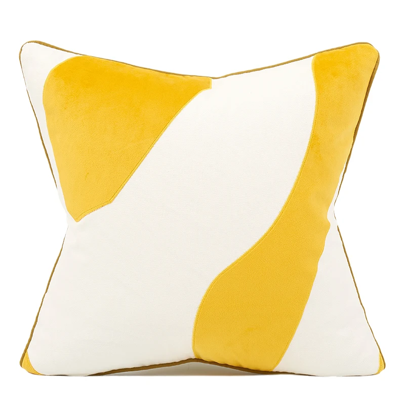 Modern Light Luxury Pillow Cover Ins Style Yellow White 30x50/45x45/50x50cm Pillowcase Sofa Cushion Cover Home Decor