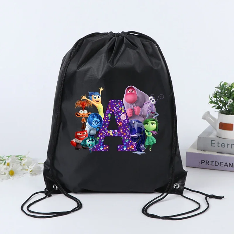 Disney Inside Out 2 Kids Anime Cute Draw String Backpack Children Cartoon Creative Drawstring Bags Large Capacity Storage Pouch