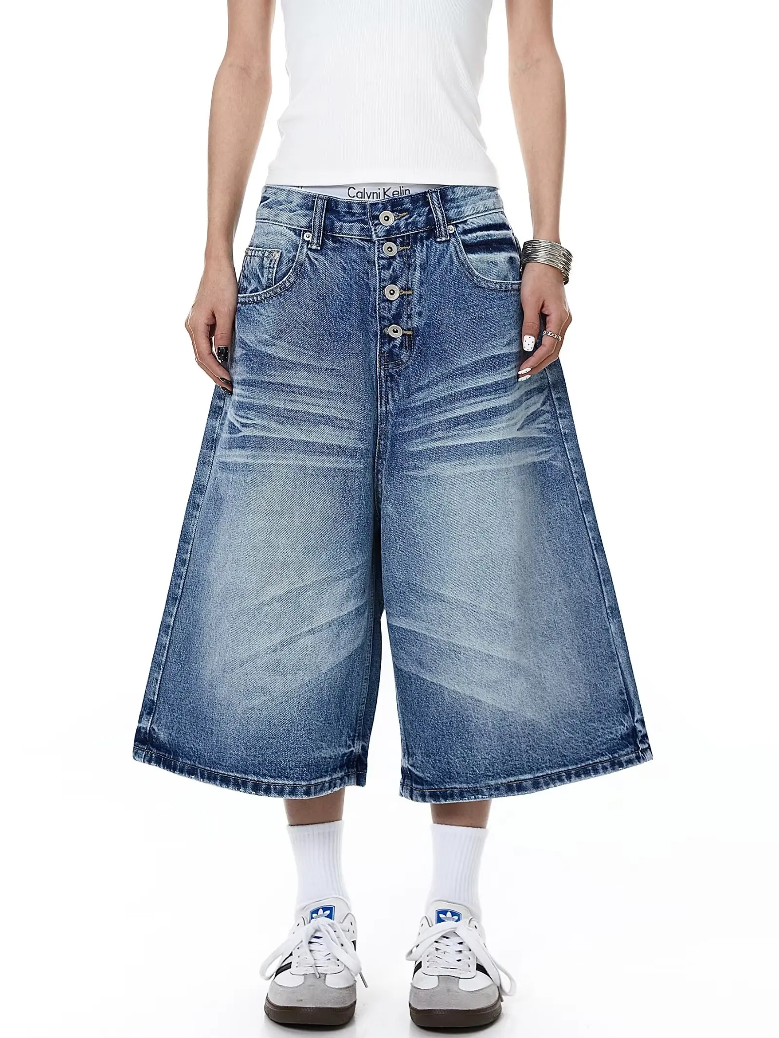 

High Quality Vintage Y2k Baggy Denim Shorts Wide Leg Pants for Women&Men Fashion Wash Knee Length Jeans Shorts Oversize Pants