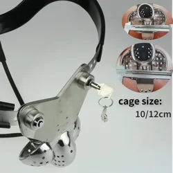 Male Stainless Steel Chastity Belt Cock Cage EMCC Lock Adjustable Metal Chastity Belt BDSM Adult Products Sex Toy for Men