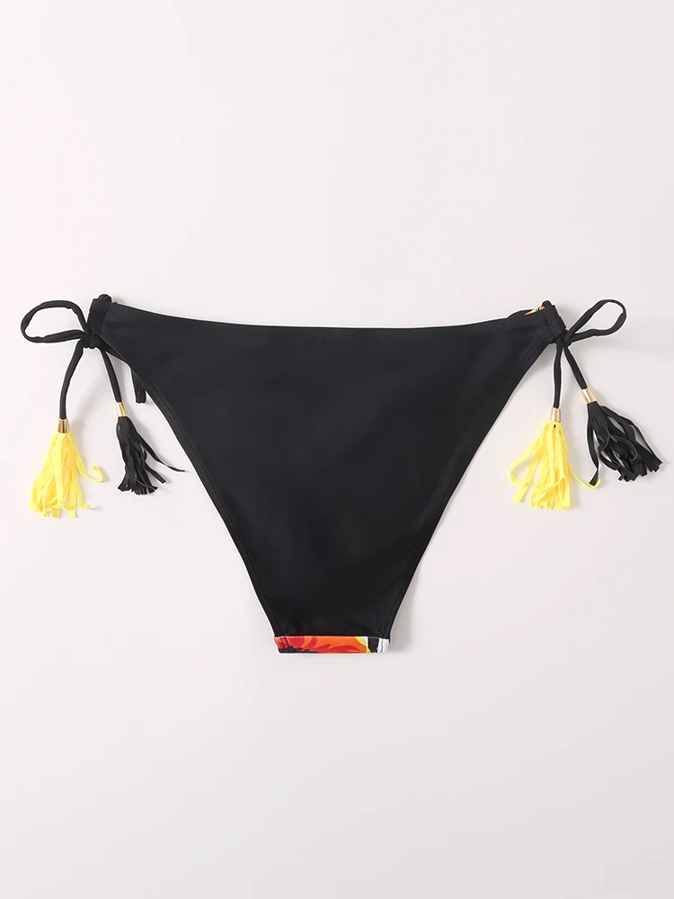 Bikini Top Swimsuit Women 2024 New Push Up Swimwear Solid Bikinis Bottoms Beach Wear Tassel Briefs Bathing Suit Female Summer