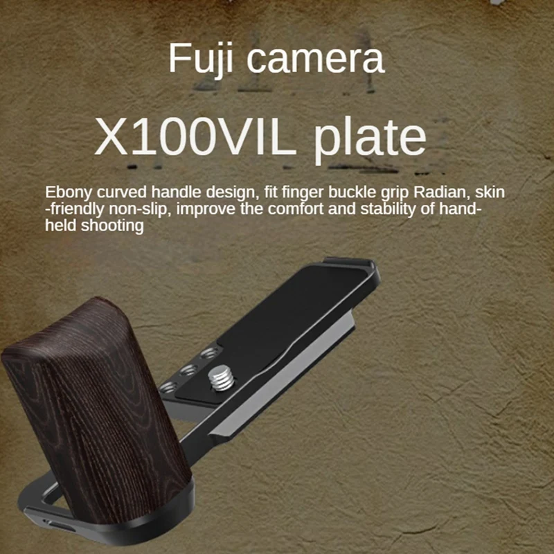BNVN-Quick Release L Plate Wood Hand Grip L Holder For Fuji Fujifilm X100VI Camera Anti-Slip Handgrip Holder L Bracket