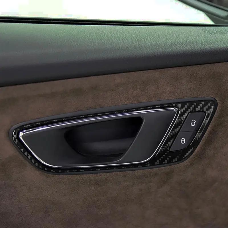 

4pcs Car Inner Soft Carbon Fiber Accessories Door Handle Cover Trim For Seat Leon 2013 2014 2015 2016 2017 2018 2019 2020