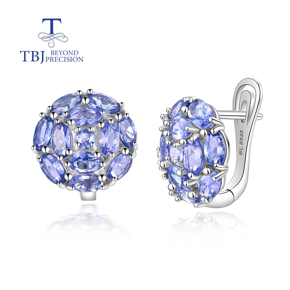 

Light Luxury natural blue Tanzanite earrings new women's 925 sterling silver anniversary banquet wear