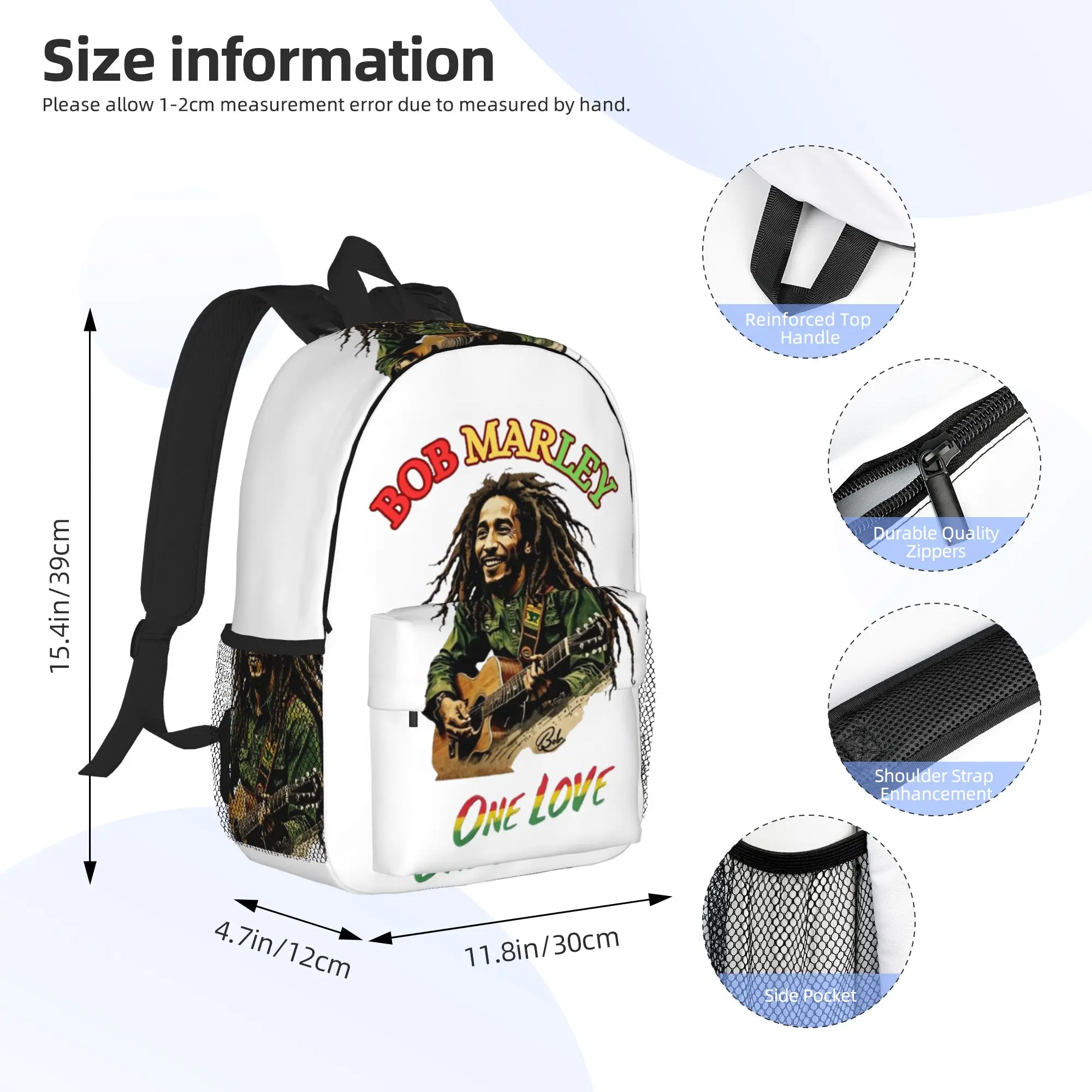 Bob Marley Reggae Backpack Hot Sale Daypack Large Capacity Boys Girls BookBag Shoulder Bags for Men Women School Bag