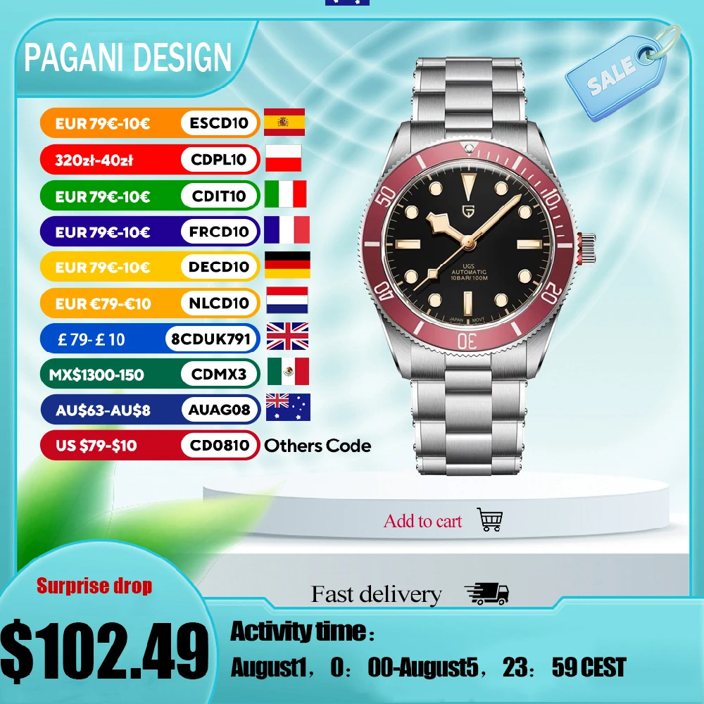 

2025 New PAGANI DESIGN Luxury Brand Mens Watches Automatic mechanical wrist watch Sapphire Mirror waterproof watch for men