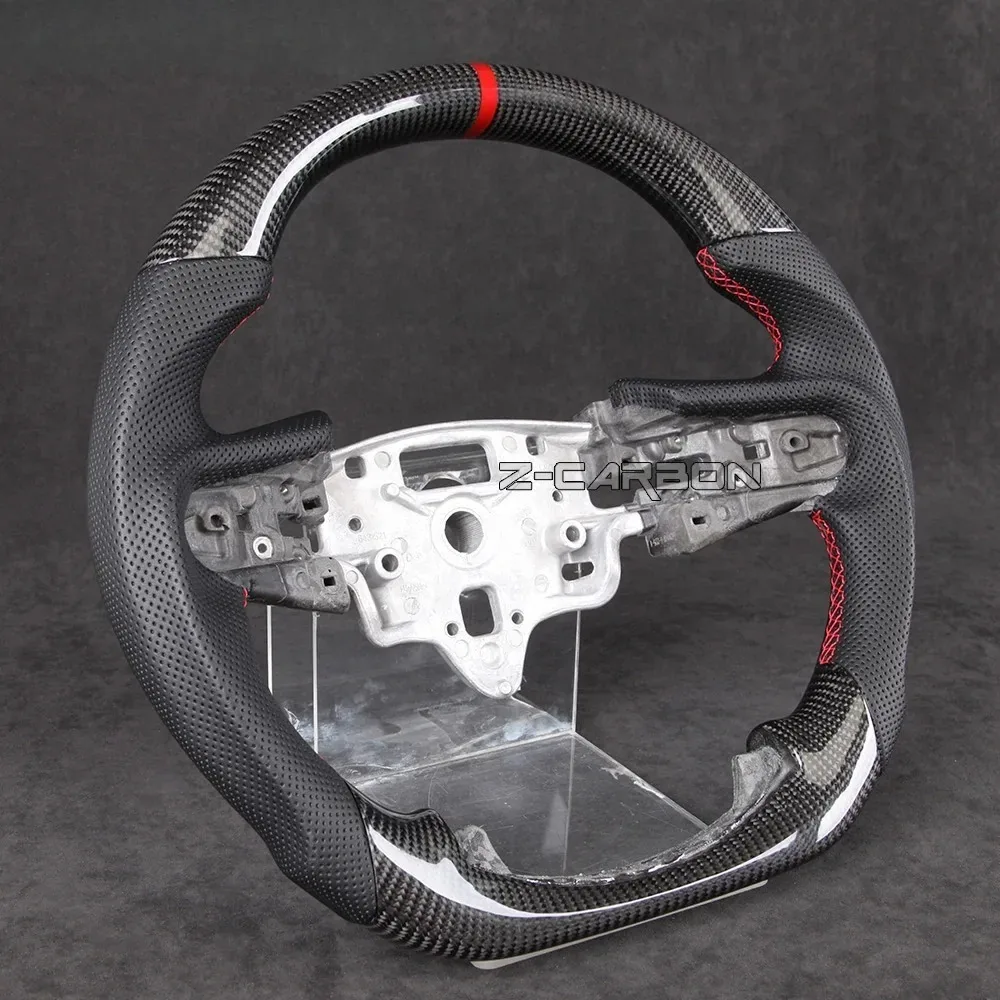 

Руль из настоящего карбона с перфорированной кожей и отверстиями для подрулевых лепестков, с красной строчкой, подходит для GMC SIERRA 1500/2500/3500 2020-2021