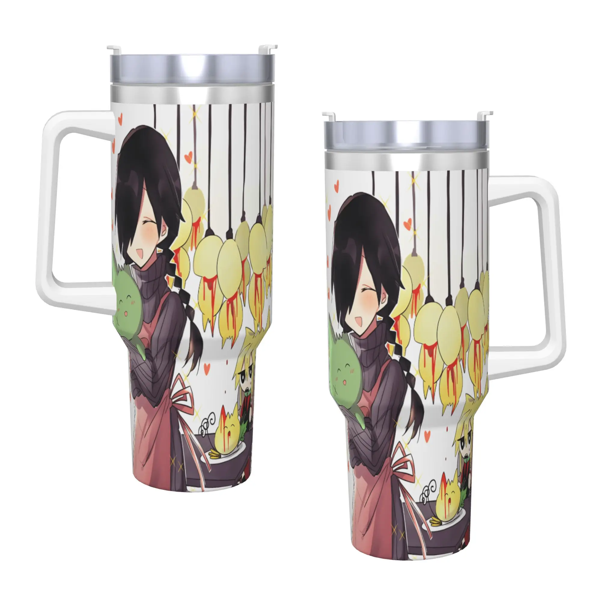 M-mogeko castle Stainless Steel Tumbler  Travel Thermal Cups With Straws and Lid 40oz Car Mugs Cold and Hot Water Bottle