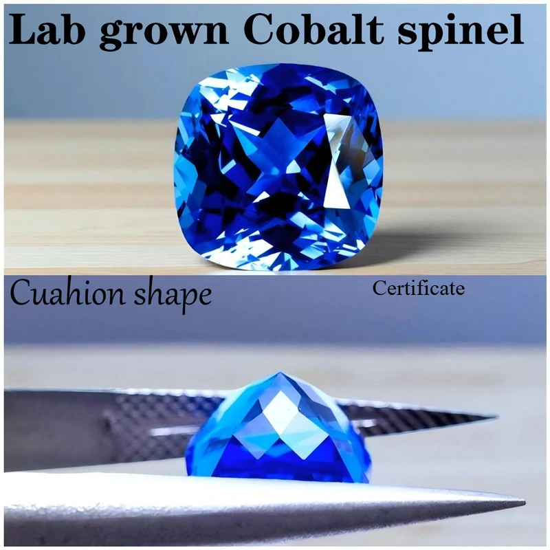

Lab Grown Cobalt Spinel Cushion Shape VVS1 Blue Color Gemstone Charms Beads for DIY Making Materials Selectable Certificate