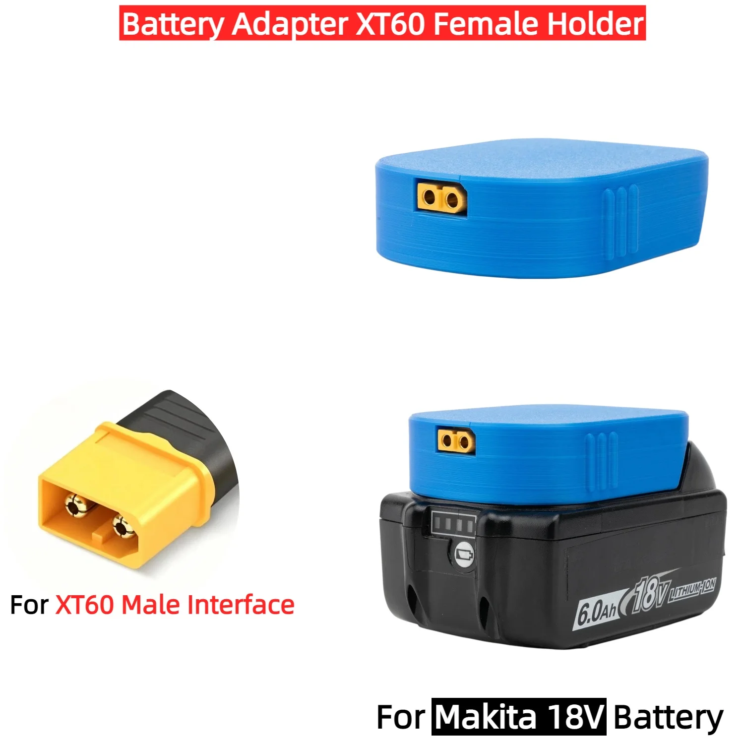 

Адаптер-переходник XT60 (гнездо) для литий-ионных аккумуляторов Makita 18В на XT60 (штекер) для инструментов модификации оборудования 20В DIY