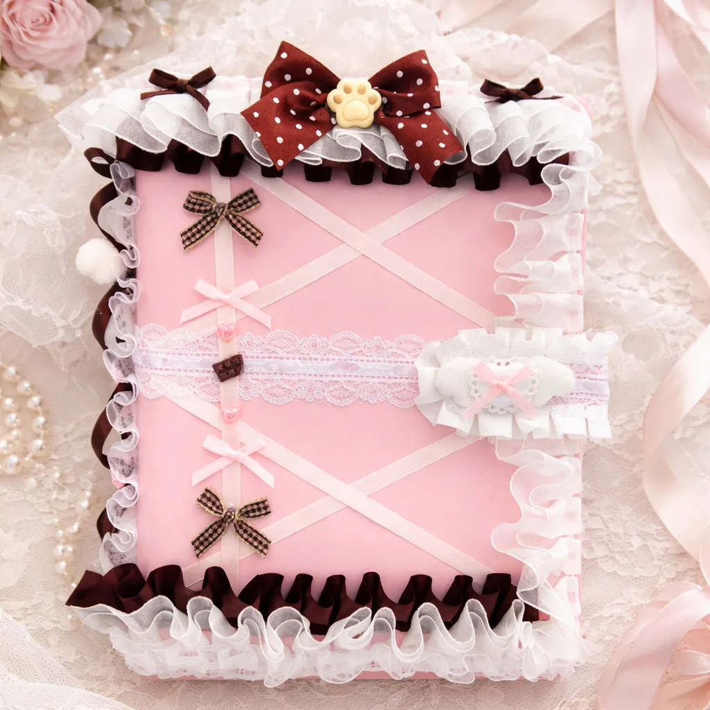 

Bear Chocolate A5 PU Leather Binder Pink Brown Handmade 6-Ring Photocard Album for Kpop Anime Fans Card Collection Storage Book