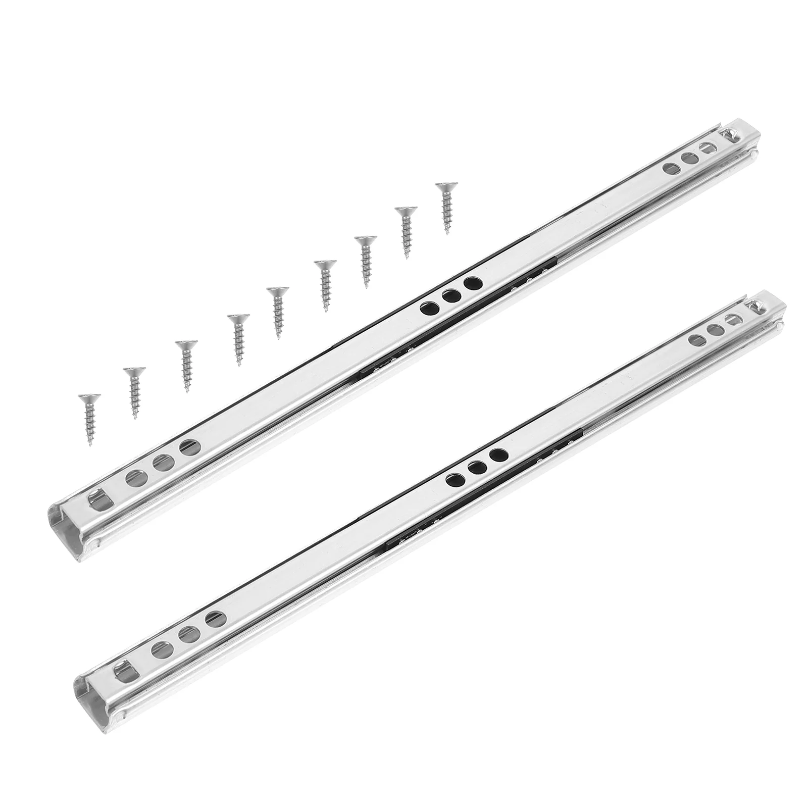 

2 Pcs Drawer Slide Rail Cold Rolled Steel Extended Cabinet Furniture Quiet Smooth Movement Easy Install Bidirectional Slides