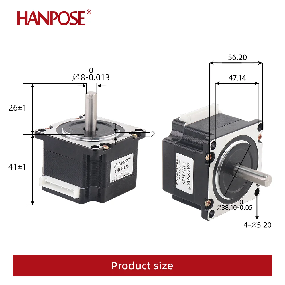 NEMA23 Hybrid Stepper Motor 12V 55N.cm 2.8A H41mm D-6.35/8mm 23HS4128 For 3D Printer CNC Stepper Motor Nema23