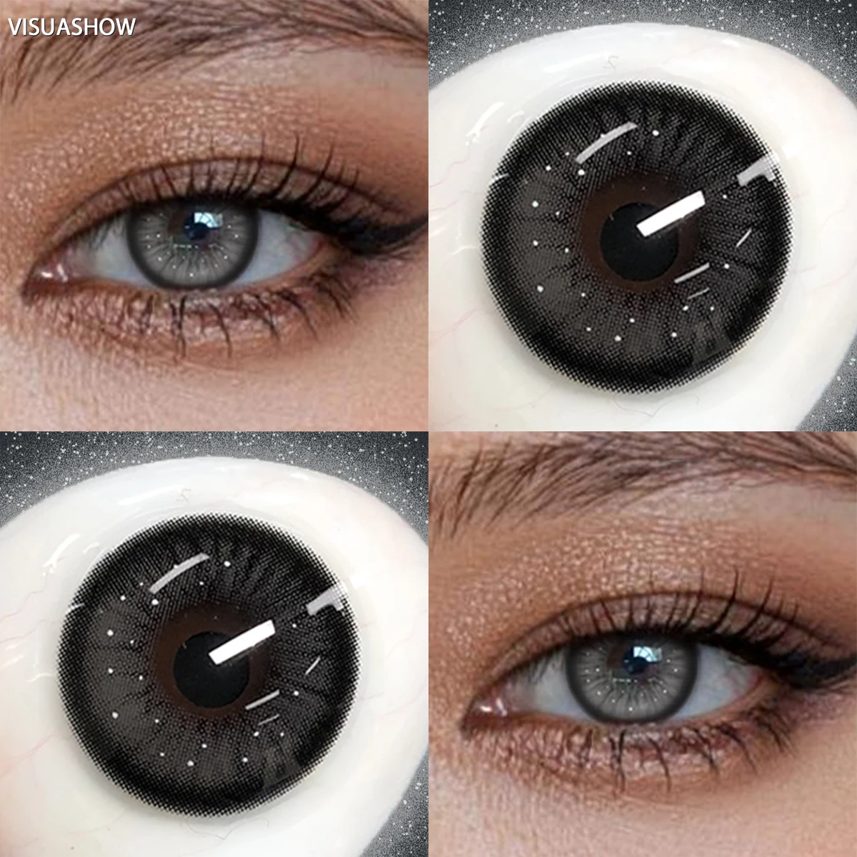Visuashow Diamond Shimmer Farbige Kontaktlinsen 6 Monate Einweg 14,5mm Blau Grün Augenfarben-Kontaktlinsen für Schönheitskosmetik 70 – Detail 21