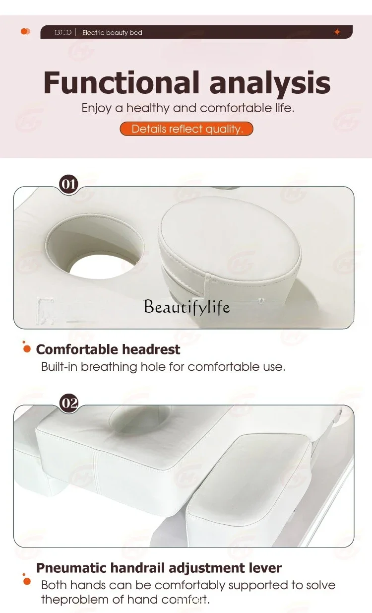 02-سرير التجميل الكهربائي رفع تدليك الوشم التطريز سرير الجسم الجمال