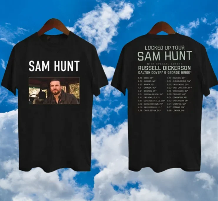 Sam Hunt 2024 Tour Country T-Shirt Concert Music Outskirts Locked Up Graphic Fan