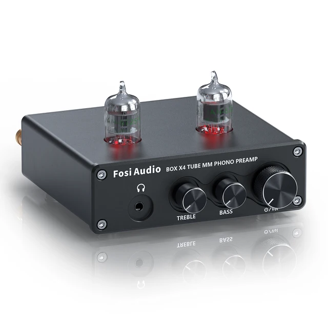 Fosi Audio Hifi Phono Preamp BOX X4 Przedwzmacniacz gramofonowy z lampowym wzmacniaczem