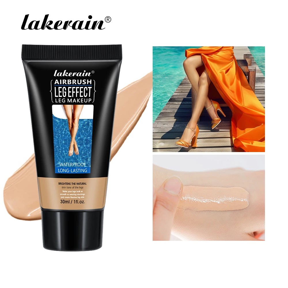 Crema de maquillaje para piernas, corrector, resistente al agua, larga duración, antitransferencia, incluso el tono de la piel, potenciador del brillo, loción de base marrón tostado de trigo