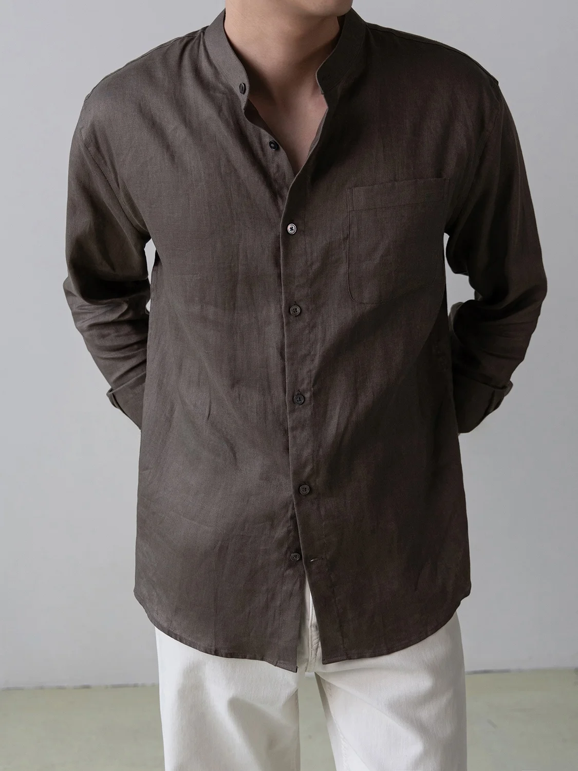 High-End Linen Men's Shirt Fashionable Breathable Comfortable Autumn Loose Fit Classic Style Casual Long Sleeve Button up