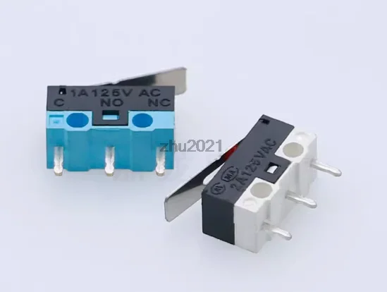 10pcs MS-004 Micro Switch - Wide Handle, Straight Leg 3-Pin Miniature Limit Switch for Mouse Applications, Compact