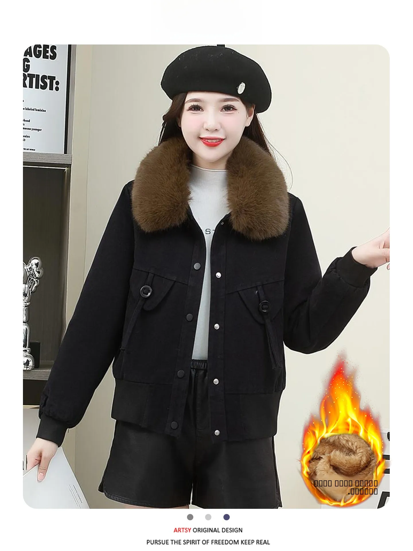 

Утепленное зимнее пальто Slimming Fce в ретро-стиле, антивозрастное, для женщин, для повседневной носки, в корейском стиле, теплое верхнее пальто