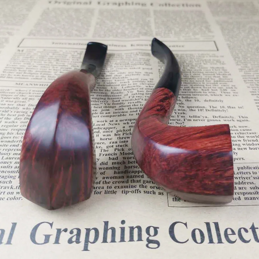 Handmade Shinan Wood Pipe Classical Solid Wood Smokeware Smoking Tobacco Pipe Black Red