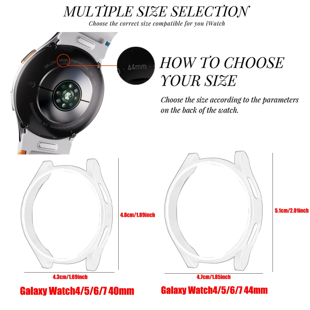 Custodia protettiva per schermo per Samsung Galaxy Watch 7 6 5 4 40mm 44mm Custodia rigida opaca per PC + Paraurti protettivo completo in vetro temperato