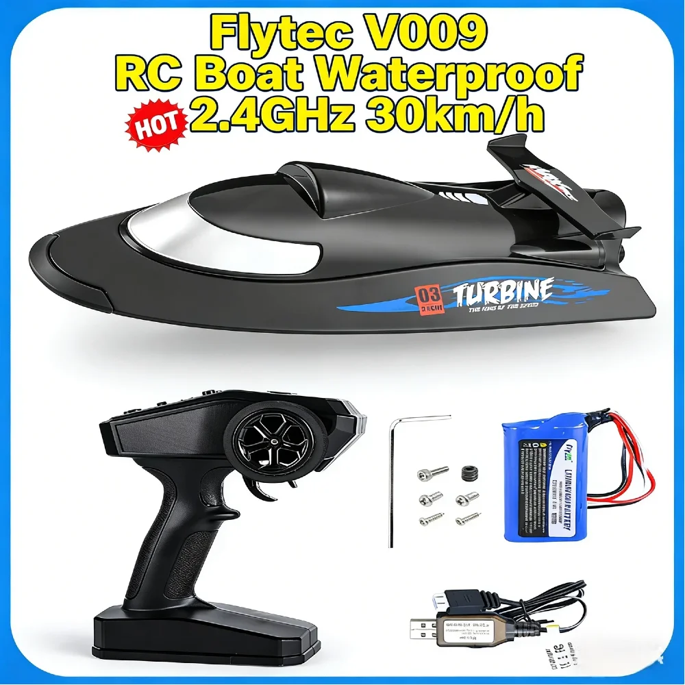 

Радиоуправляемая скоростная лодка 2,4 ГГц Flytec V009, 30 км/ч, с турбинным приводом, водонепроницаемая, с мотором 390, для детей и взрослых