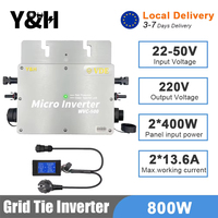 Y&H 800W Solar Grid Tie Inverter with LCD MPPT Micro Inverter DC30-42V PV Input AC180-260V Output IP65 Waterproof