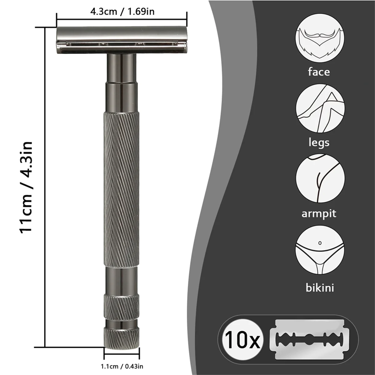 Lâminas de segurança reutilizáveis com aço inoxidável, durável, substituível, lâmina dupla face, B