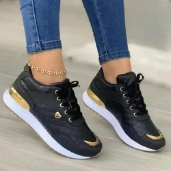 New Women's Mesh Sneakers Leather Pu Lace-Up Flat Shoes Woman Lightweight Female Shoes Classic Versatile Zapatillas De Mujer