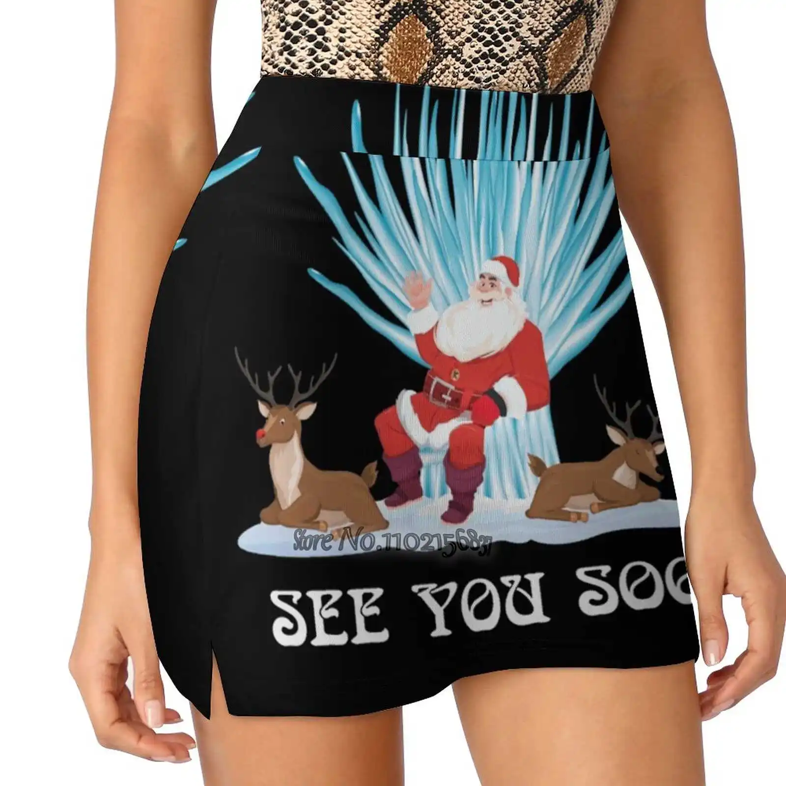 Santa Icicle Throne S-4Xl Tennis Skirts Golf Fitness Athletic Shorts Skirt With Phone Pocket Santa Santa Clause Christmas Santa