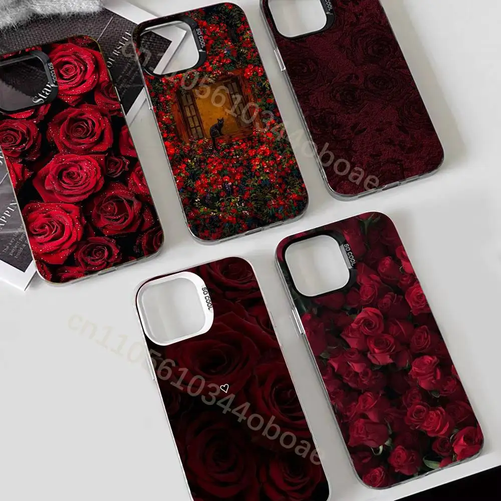 

Rose Flower Phone Case For iPhone 17,16,15,14,13,12,11,Pro,Max,Plus Shockproof Cover