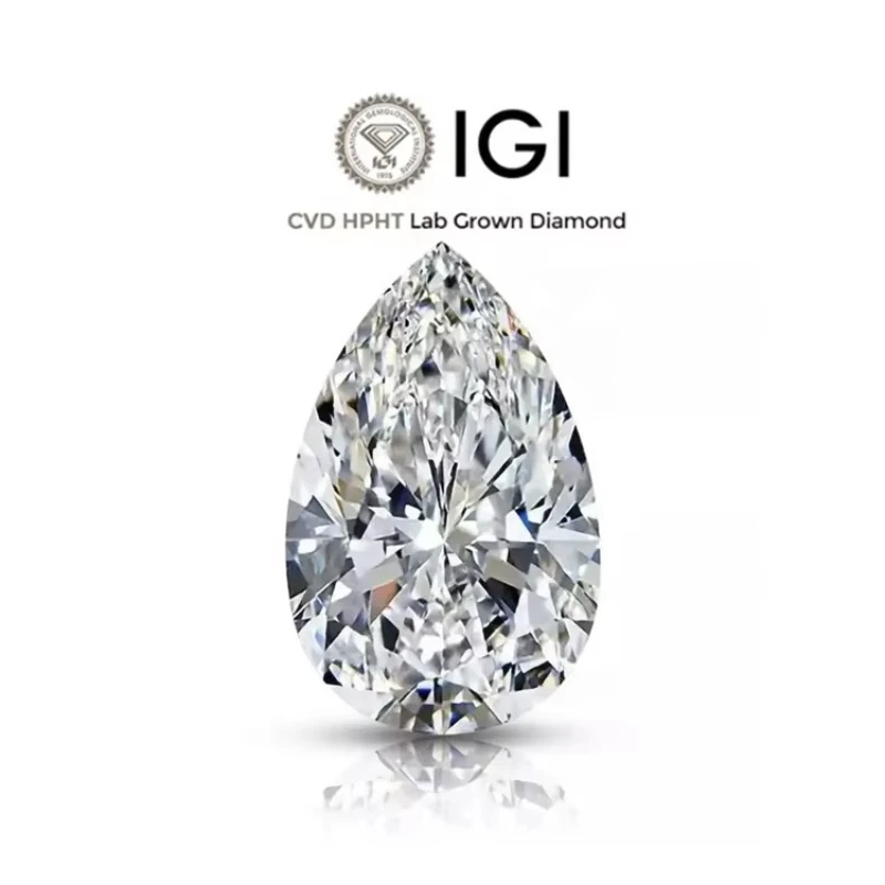 1ct 1.5ct 2ct 2.5ct 3ct Pear Shape Lab Grown Diamond CVD HPHT With IGI Certificate Diamonds Stone Wholesale