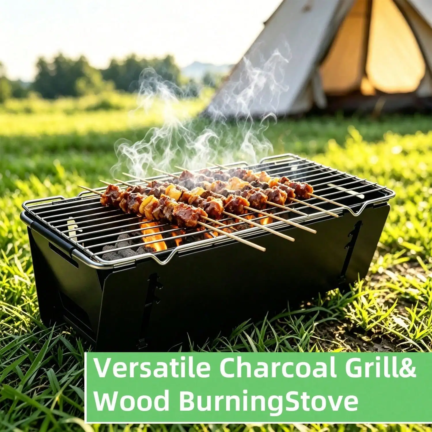 Tactical Folding Barbecue Grill, Portable Outdoor Charcoal Grill, Heavy-Duty Stainless Steel Barbecue Stove, Compact And Easy To Carry, Perfect For Camping, Hiking, Picnics, Backyard And Outdoor Cooking