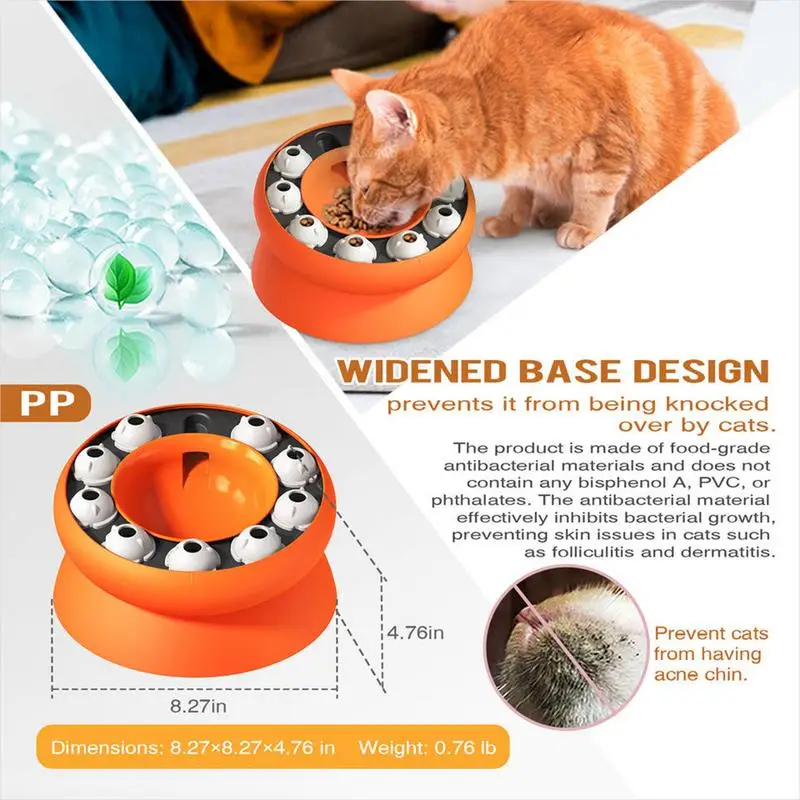 Slow Feeder Cat Bowl Elevated And Titled Cat Food Bowl Healthy Eating Diet Pet Bowl Interactive Toy For Kittens