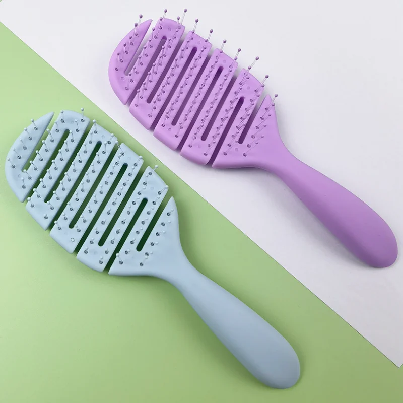 Yellow Plastic Hollow Non Knotting Hair Combs Children's Soft Tooth Comb Massage Scalp Elastic Combs Hair Brush No Harm To Hair