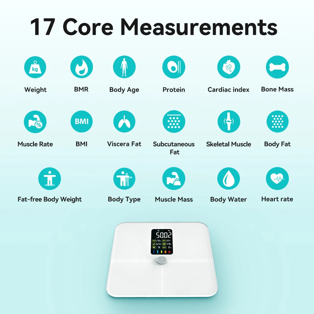 Fitdenci- Balance Numérique Intelligente de Composition Corporelle, Accessoire de Pesée de Graisse Corporelle