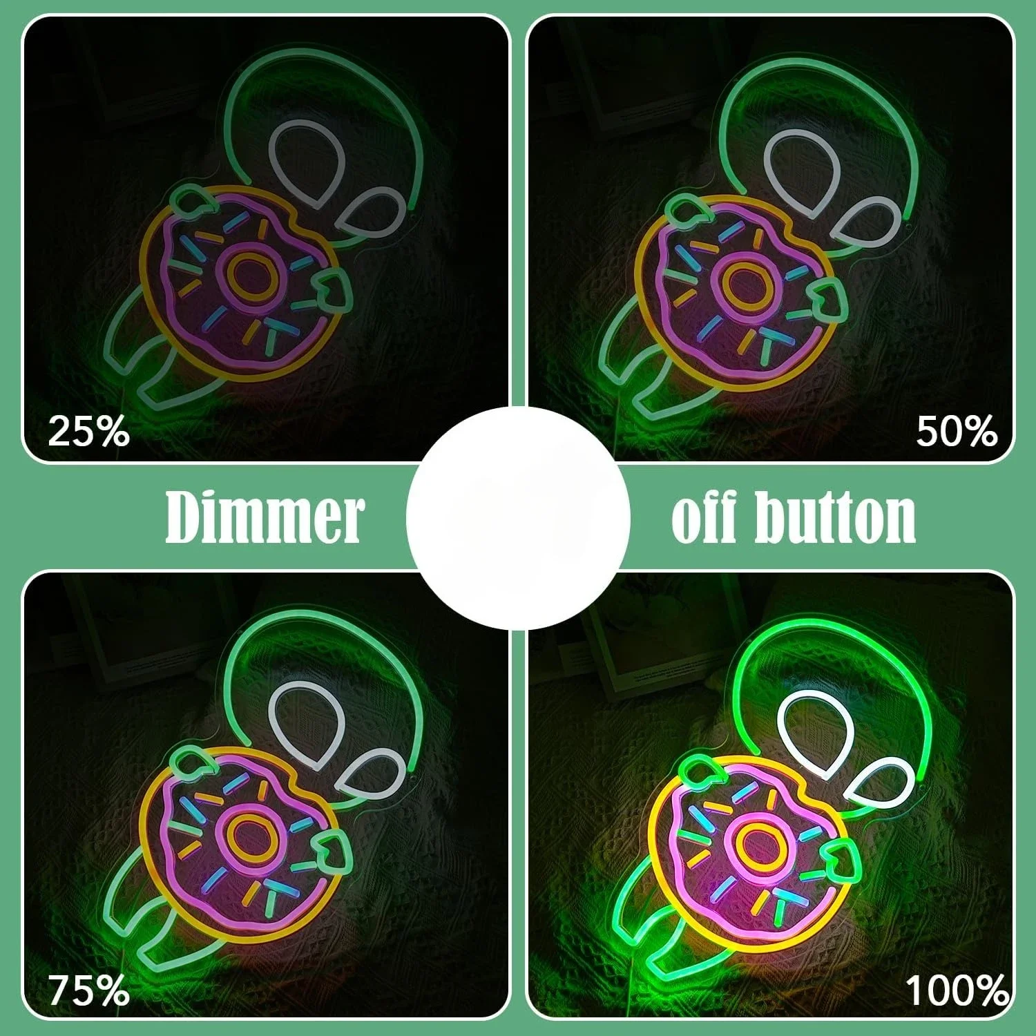 Alien Donut Neon Sign LED Neon Light for Bedroom Dessert Shop Bakery Party Fast Food Shop Decor Gift for Friend USB Dimmable